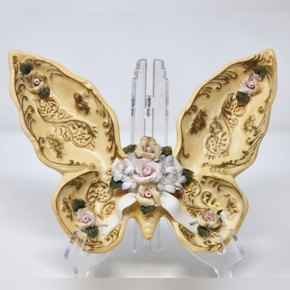 Ceramic Yellow‎ Gold Pink White Green Butterfly Candy Or Trinket Dish